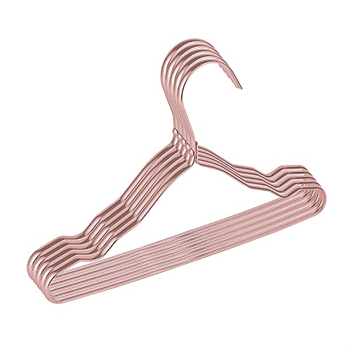 ZZHOPEN Kleiderbügel, Kleiderbügel aus Aluminiumlegierung, Halter, Metallbügel, Kinderkleidungs-Organizer, Trockenbügel, Kleiderbügel (Schwarz, 5 Stück) (Roségold, 5 Stück) von ZZHOPEN