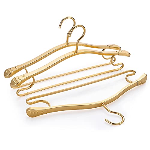 ZZHOPEN Kleiderbügel, Wäscheständer, Rutschfester Kleiderständer, Garderobe für Erwachsene und Kinder, platzsparende Aufbewahrung, Kleiderbügel (Gold, 5 Stück) von ZZHOPEN