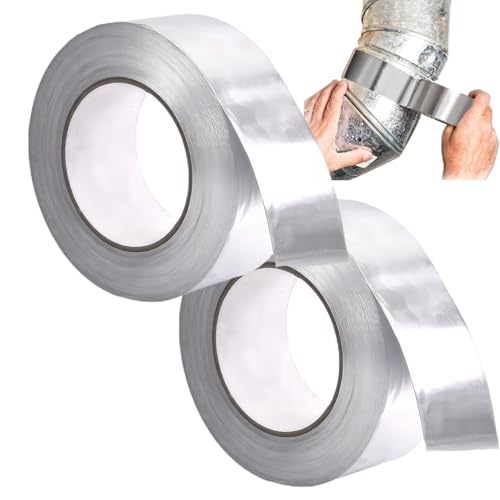 ZZHypGr Aluminium Klebeban 50mm x 20m, Selbstklebendes Alu-Klebeband Aluband, Wasserdichtes- und hitzebeständiges Band zum Versiegeln, Reparieren und Isolieren (Silberkassade 2pcs) von ZZHypGr