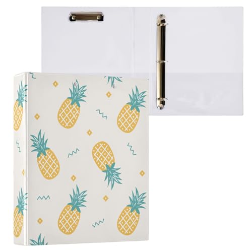 3,8 cm Ordner mit drei Ringen, Ananas, hellgelb, Ordner mit Taschen, 3 Löcher, Ordner für Schule, Büro, 2 Stück von ZZKKO