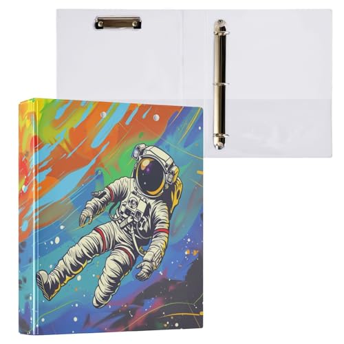 3,8 cm Ordner mit drei Ringen, Astronaut, Cartoon-Ordner mit Taschen, 3 Löcher, Ordner für Schule, Büro, 2 Stück von ZZKKO