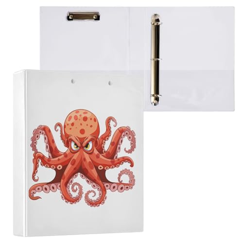 3,8 cm große Ordner mit drei Ringen, Cartoon, wütender Oktopus, Ordner mit Taschen, 3 Löcher, Ordner für Schule, Büro, 2 Stück von ZZKKO