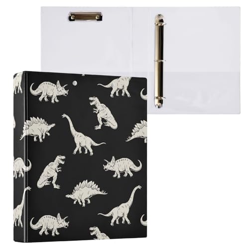 3-Ringbuch mit Cartoon-Dinosaurier-Motiv, 3,8 cm, mit Klemmbrett-Taschen für Schule, 3 Löcher, Büroordner, 1 Stück von ZZKKO