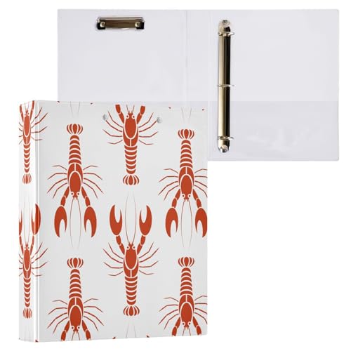 Crayfishes Hummer-Ordner mit 3 Ringen, 3,8 cm, mit Klemmbrett-Taschen für Schule, 3 Löcher, Büroordner, 1 Stück von ZZKKO