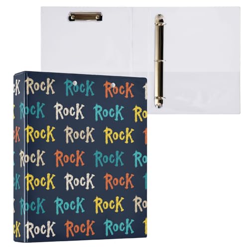 Cute Rock Graffiti Bunte Buchstaben 3-Ringbuch 3,8 cm Ordner mit Klemmbrett-Taschen für Schule, 3-Loch-Büro-Ordner, 1 Stück von ZZKKO