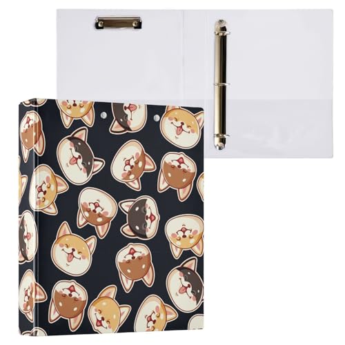 Cute Shiba 3-Ringbuch, 3,8 cm, Klemmbrett-Taschen für Schule, 3 Löcher, Büroordner, 1 Stück von ZZKKO