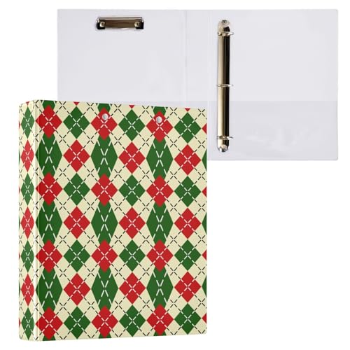 Ringbuch mit weihnachtlichem Strickmuster, 3,8 cm, mit Klemmbrett-Taschen für Schule, 3 Löcher, Büroordner, 1 Stück von ZZKKO