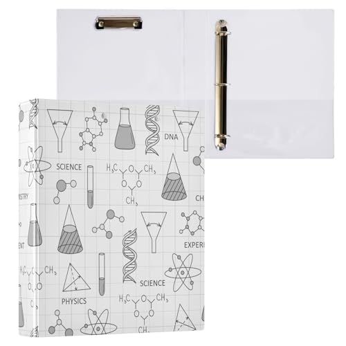 Science Chemical Formula 3-Ringbuch, 3,8 cm, Ordner mit Klemmbrett-Taschen für Schule, 3-Loch-Büroordner, Weiß, 1 Stück von ZZKKO