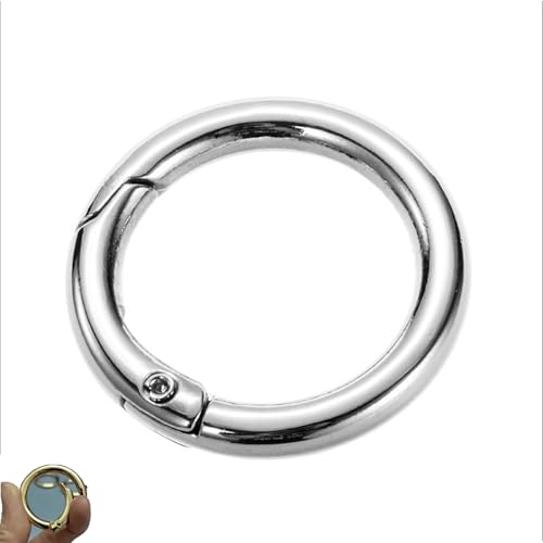10-Metallfeder O-Ring Clip Schlüsselanhänger, Metall Schlüsselanhänger Ringe, runde Schnalle Clips, runde Schnalle Clips Schlüsselanhänger Schnalle Haken (Weiß23mm) von ZZPXMY