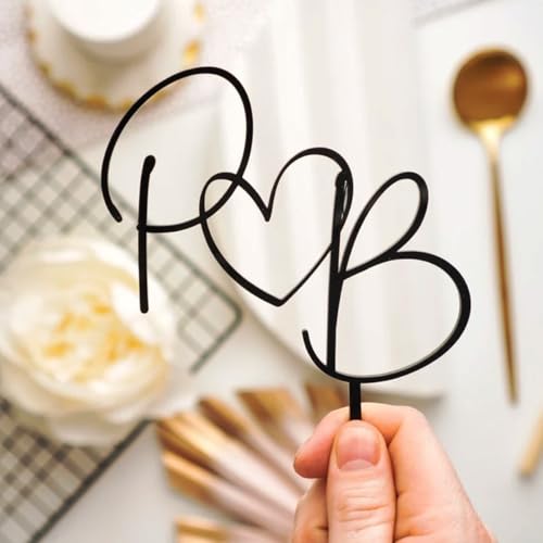 Personalized Heart Wedding Cake Charms with Customized Name/Date, Wooden Cake Charms, Acrylic Cake Toppers for Multi-Volume Cakes(18cm) von ZZTINGC