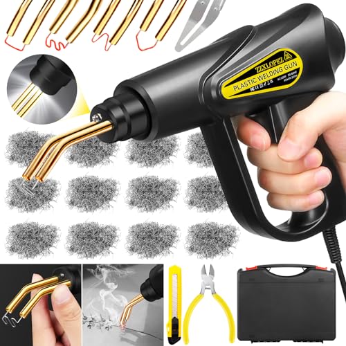 ZZXLOPEZ 200W Kunststoff Schweißgerät, 2 in 1 Auto Stoßstange Reparatur Set, Kunststoff Schweißen Maschine mit 1000PCS Schweißnägel, Plastik Schweißgerät für Instandsetzung Kunststoffteilen von ZZXLOPEZ