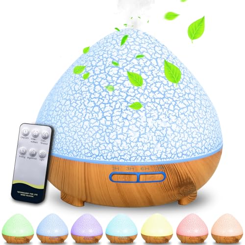 ZZXLOPEZ Aroma Diffuser, 500ml Aroma Diffuser für Duftöle, 7 Farben LED Mit 3 Timer-Einstellung, Diffuser mit Ätherische Öle, Warmweiß Licht Weiß Holzmaserung Diffusor für Zuhause Büro Oder Yoga von ZZXLOPEZ