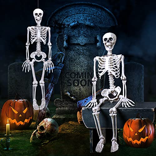 ZZXLOPEZ Halloween-Skelett, 2 Stücke Skelett Dekoration, 40cm Realistische Lebensgröße Posable Menschliche Skelett, Halloween Hängende Requisiten für Spukhaus-Requisiten, Halloween-Party-Dekorationen von ZZXLOPEZ