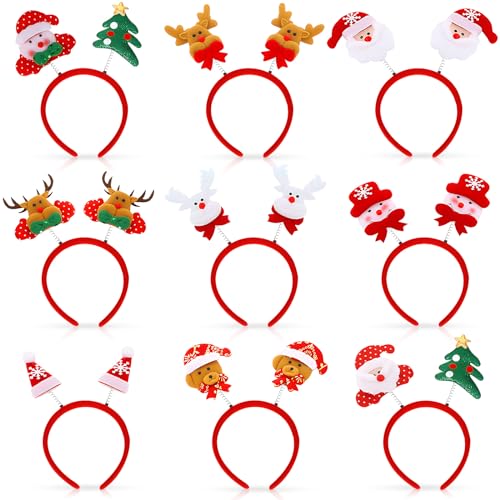 ZZXLOPEZ Weihnachtsstirnbänder, 9 Stück Weihnachtskopfschmuck, Weihnachtsfeier Dekoration, Haarreifen, Haarschmuck, Weihnachts Dekoration, Weihnachtsstirnband Haarschmuck für Erwachsene und Kinder von ZZXLOPEZ