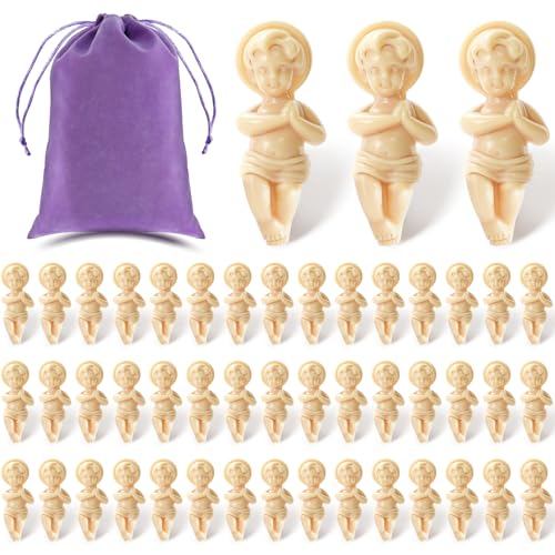 96 Packungen Mini-Jesus-Figuren, 3,8 cm, Jesus-Baby-Figuren, König, Kuchenfigur mit Geschenktüte, Kunstharz, für Karneval, Party, Kuchendekoration, religiös von ZZYFGH