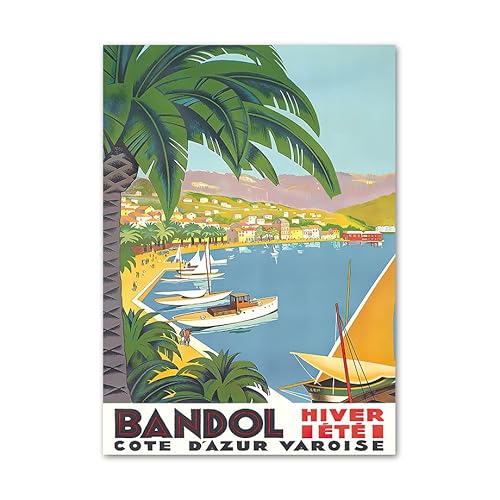 ZZYGGN GMGSW Cote D'azur Varoise Reiseplakat und Drucke, Landschaftswandkunst, Cote D'azur Varoise, Gemälde auf Leinwand für die Wanddekoration zu Hause, Bild, 50 x 75 cm, ungerahmt von ZZYGGN GMGSW