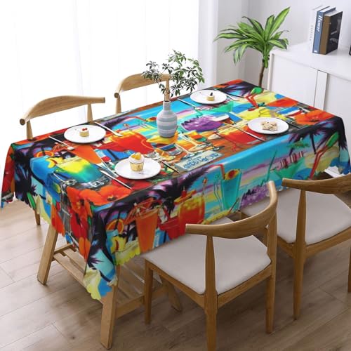 ZaKhs Happy Hour Tischdecke, rechteckig, wasserdicht, für den Außenbereich, für Party, Picknick, Esszimmer, Garten, 137 x 183 cm von ZaKhs