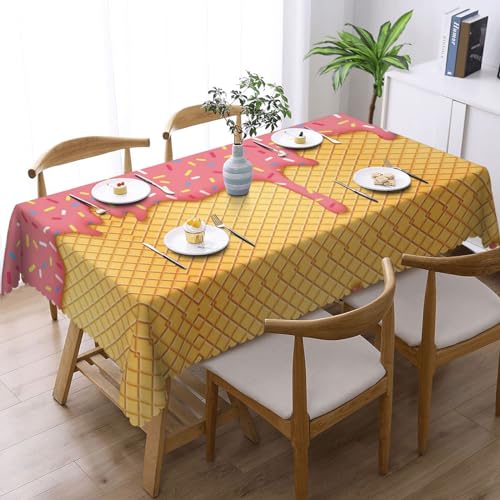 ZaKhs Tischdecke mit Eis- und Waffelmuster, rechteckig, wasserdicht, für den Außenbereich, für Party, Picknick, Esszimmer, Garten, 137 x 183 cm von ZaKhs