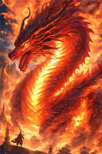 5D Diamond Painting, Malen nach Zahlen Cross Stitch Stickerei Embroidery kit, DIY Flammen Drache Diamant Painting Bilder Full Drill Crystal Arts Crafts, Weihnachten Home Wall Decor 30x45cm ZA-1721 von Zaafeen