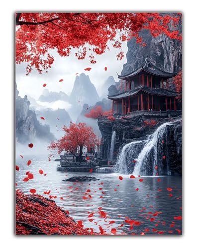 DIY Chinesischer Stil Diamond Painting Erwachsene HäUser Diamant Painting Bilder 30X40CM Diamond Painting Set für Erwachsene und Anfänger, 5D Mosaikherstellung Bastelset Frauen, Home Wall Decor Z6-686 von Zaafeen