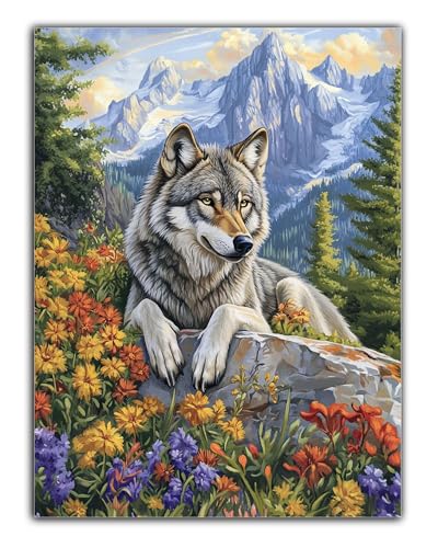 DIY Gebirge Diamond Painting Erwachsene Wolf Diamant Painting Bilder 30X40CM, Diamond Painting Set für Erwachsene und Anfänger, 5D Mosaikherstellung Bastelset Frauen, Home Wall Decor, Geschenke Z6-662 von Zaafeen