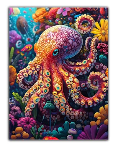 DIY Oktopus Diamond Painting Erwachsene Tier Diamant Painting Bilder 100x135CM Diamond Painting Set für Erwachsene und Anfänger, 5D Mosaikherstellung Bastelset Frauen Geschenke, Home Wall Decor Z6-671 von Zaafeen