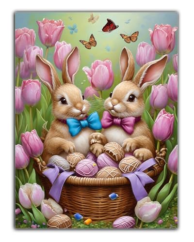 DIY Ostern Diamond Painting Erwachsene Kaninchen Diamant Painting Bilder 90X120CM, Diamond Painting Set für Erwachsene und Anfänger, 5D Mosaikherstellung Bastelset Frauen, Home Decor, Geschenke Z6-272 von Zaafeen