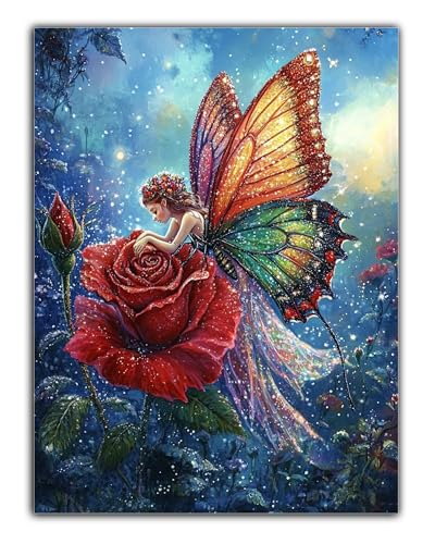 DIY Rose Diamond Painting Erwachsene Elf Diamant Painting Bilder 45X60CM, Diamond Painting Set für Erwachsene und Anfänger, 5D Mosaikherstellung Bastelset Frauen, Home Wall Decor, Geschenke Z6-659 von Zaafeen