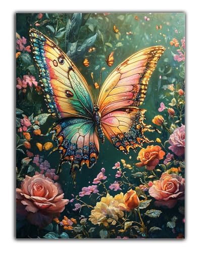 DIY Schmetterling Diamond Painting Erwachsene Rose Diamant Painting Bilder 45X60CM Diamond Painting Set für Erwachsene und Anfänger, 5D Mosaikherstellung Bastelset Frauen, Home Decor, Geschenke Z6-683 von Zaafeen