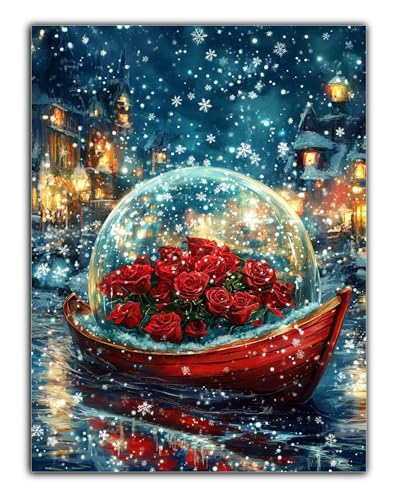 DIY Schneeflocke Diamond Painting Erwachsene Rose Diamant Painting Bilder 45X60CM, Diamond Painting Set für Erwachsene und Anfänger, 5D Mosaikherstellung Bastelset Frauen, Home Decor, Geschenke Z6-677 von Zaafeen