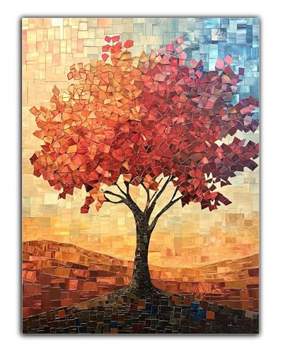 Diamond Painting Abstrakt Diamond Painting Erwachsene, 5D Baum Diamant Painting Bilder Vollbohrer Mit Diamond Painting Zubehör, DIY Kristall Diamant Kreativ Bastelset Set für Room Decor 40X50CM Z6-688 von Zaafeen