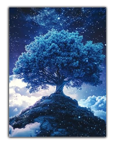 Diamond Painting Baum Diamond Painting Erwachsene, 5D Sternenhimmel Diamant Painting Bilder Vollbohrer Mit Diamond Painting Zubehör, DIY Kristall Diamant Kreativ Bastelset Set für Decor 20X30CM Z6-706 von Zaafeen