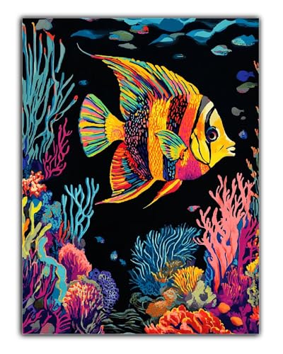 Diamond Painting Fisch Diamond Painting Erwachsene, 5D Algen Diamant Painting Bilder Vollbohrer Mit Diamond Painting Zubehör, DIY Kristall Diamant Kreativ Bastelset Set für Room Decor 30X40CM Z6-670 von Zaafeen