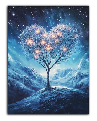 Diamond Painting Herz Diamond Painting Erwachsene, 5D Baum Diamant Painting Bilder Vollbohrer Mit Diamond Painting Zubehör, DIY Kristall Diamant Kreativ Bastelset Set für Room Decor 30X40CM Z6-700 von Zaafeen