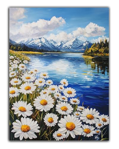 Diamond Painting Set für Erwachsene Chrysantheme Diamond Painting Zubehör, 5D Diamond Painting Berg DIY Diamantmalerei Basteln Arts Kreativ Set als Geschenk für Home Dekoration, Männer 40X50CM Z6-678 von Zaafeen