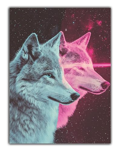 Diamond Painting Sternenhimmel Diamond Painting Erwachsene, 5D Wolf Diamant Painting Bilder Vollbohrer Mit Diamond Painting Zubehör, DIY Kristall Diamant Kreativ Bastelset Set für Decor 30X40CM Z6-682 von Zaafeen