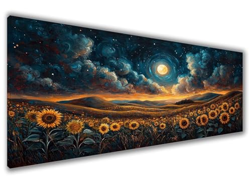 Himmel Malen Nach Zahlen Erwachsene Sonnenblume Paint by Numbers Bastelset Erwachsene DIY Handgemalt Ölgemälde 100x200cm Knitterfreie Leinwand mit Pinsel und Acrylpigment für Deko Wohnzimmer Z6-184 von Zaafeen