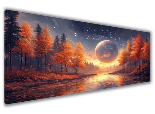 Malen Nach Zahlen Erwachsene Mond Paint by Numbers Herbst Malen Nach Zahlen Kinder Anfänger, DIY Handgemalt Ölgemälde Erwachsene Bastelset mit Pinsel und Acrylpigment, Geschenke Männer 40x70cm Z6-377 von Zaafeen