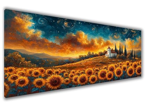 Malen Nach Zahlen Erwachsene Sonnenblume, Sonnenuntergang Malen Nach Zahlen Kinder Anfänger, DIY Handgemalt Ölgemälde Erwachsene Bastelset mit Pinsel und Acrylpigment, Wanddeko, Frauen 40x70cm Z6-153 von Zaafeen