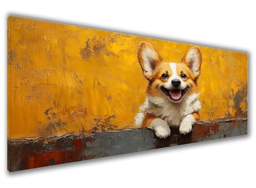 Malen Nach Zahlen Erwachsene Tier, Corgi Malen Nach Zahlen Kinder Anfänger, DIY Handgemalt Ölgemälde Erwachsene Bastelset mit Pinsel und Acrylpigment, Wanddeko, Geschenke für Männer 100x200cm Z6-216 von Zaafeen