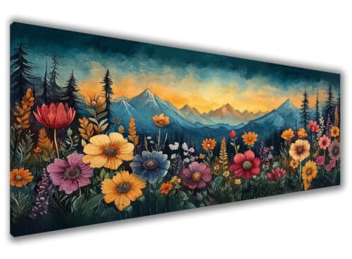 Sonnenblume Malen Nach Zahlen Erwachsene Berg Paint by Numbers Bastelset Erwachsene DIY Handgemalt Ölgemälde 100x200cm Knitterfreie Leinwand mit Pinsel und Acrylpigment für Deko Geschenk Frauen Z6-151 von Zaafeen