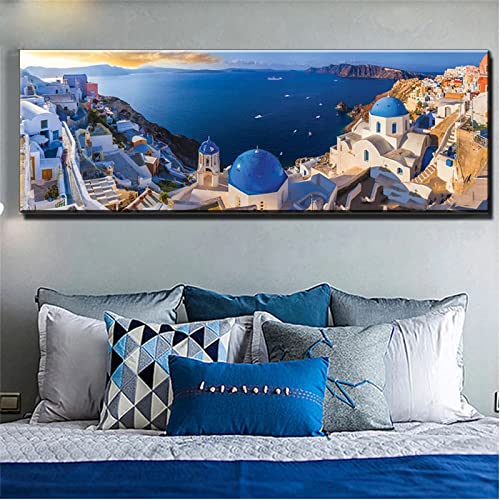 Zaafeen Diamond Painting Bilder Full Set,5D Griechenland Schöne Landschaft Groß Diamant Painting Vollbohrer Mit Zubehör,für Erwachsene und Kinder Home Wall Dekoration,30x60cm/12x24in von Zaafeen