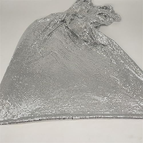 Flexibler Metall-Pailletten-Mesh-Stoff, Silberfarben, Für Kleidung, DIY, Schmuck, Party, Kettenkleid Silver 1 45x13cm von Zadaos