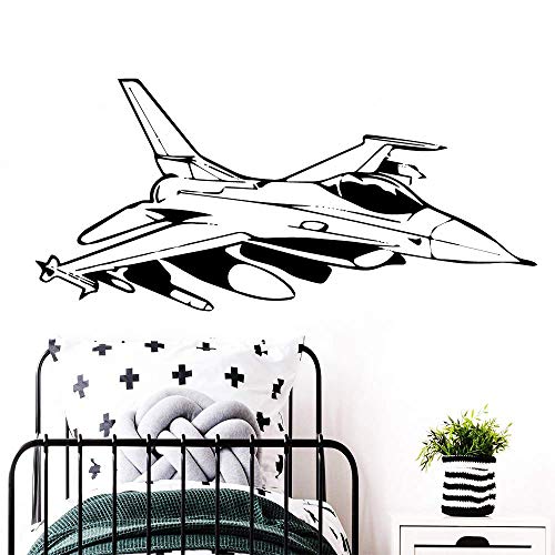 Militär Kampfjet, geeignet für Schlafzimmer Wohnzimmer Esszimmer Wanddekoration Abnehmbare Vinyl Wandaufkleber 28 * 60cm von ZaiGuoBT