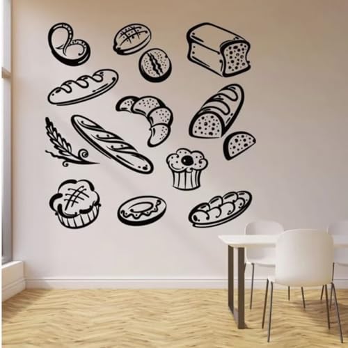 ZaiGuoBT Wandaufkleber, Motiv: Brot, geeignet für Schlafzimmer, Wohnzimmer, Küche, Wanddekoration, Vinyl, 57 x 58 cm von ZaiGuoBT