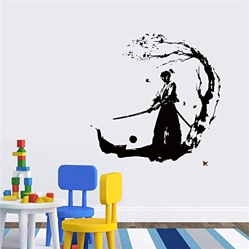 ZaiGuoBT Wandsticker Samurai für Schlafzimmer Wohnzimmer Küche Wanddeko Vinyl Wandaufkleber 57x60cm von ZaiGuoBT