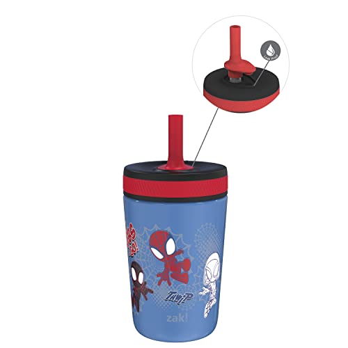 Zak Designs Marvel Spider-Man Kelso Trinkbecher für Kleinkinder für Reisen oder zu Hause, vakuumisolierte Edelstahl-Schnabeltasse mit auslaufsicherem Design, perfekt für Kinder (Spidey und seine von Zak Designs