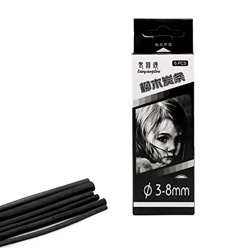 Zaky Weidenholzkohlestifte Dünn 3-5 mm Mittel 3-8 mm Dick 5-8 mm Natürliche Zeichenkohle für ideal zum Skizzieren Zeichnen und Schattieren (3-8mm) von Zaky