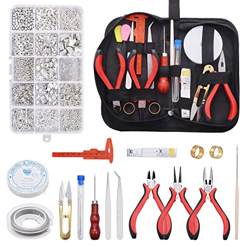 Zalava Schmuckherstellung Set, 14 Stück Schmuck Basteln Set mit 1300 pcs Schmuckzubehör, Schmuckherstellung Zubehör Kit Werkzeuge zur Herstellung und Reparatur für Ohrring Armband Halsketten Starter von Zalava