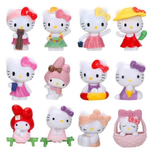 Katze Cake Topper Mini Figuren Set, 12 StüCk Tortendeko FüR Katze Cake Topper, Tortendeko, Kuchen Dekoration Puppen Ornamente von Zaloife